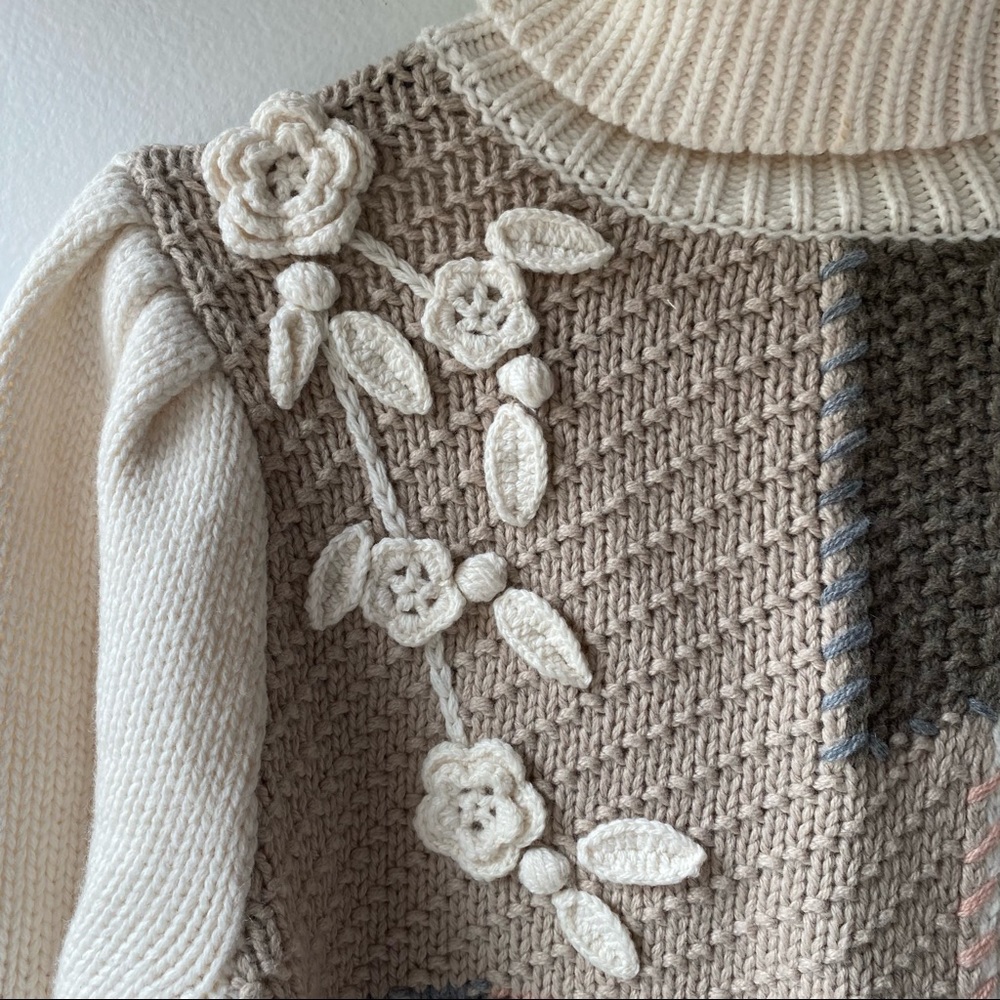 Loveshackfancy Allan Patchwork Floral Appliqu Kni… - image 4